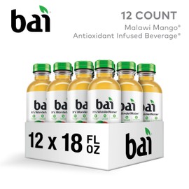 Bai Antioxidant Infused Water Beverage, Malawi Mango, with Vitamin C and No Artificial Sweeteners, 18 Fluid Ounce Bottle, 12 Pack