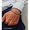 BIYONGDE Figaro Link Chain Bracelet Thin Stainless Steel Striped Curb