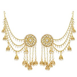 Jewel India Bollywood Designer Traditional Bahubali Gold Plated Indian Wedding Ethnic Party-wear Pearl Beaded Dangle Indian Jhumka Jhumki Earrings D224E