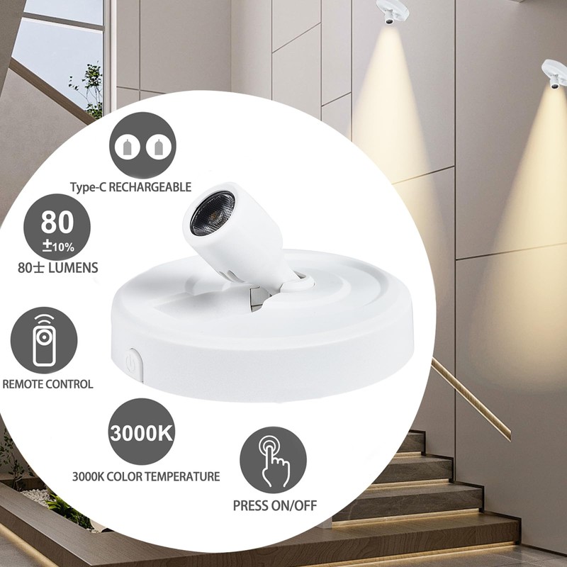 Wireless LED Spotlight Indoor with Rechargeable Battery Operated, Uplighting Indoor