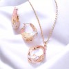 Unbranded Three-Tone Gold Plated Pendant Necklace Earrings Set.