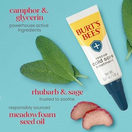Burt's Bees Tratamiento para el herpes labial y bálsamo labial medicado, con mentol y aceite de eucalipto, cuidado de la piel de origen natural, 2 tubos, 0.07 oz./0.15 oz.
