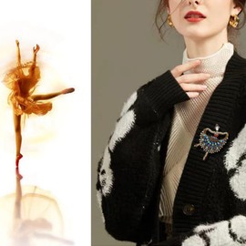 ARFUKA Brooch Crystal Dancing Lady Retro Brooch Pins Lapel Pin for Clothes Bags Jackets Gift for Women, Alloy Steel