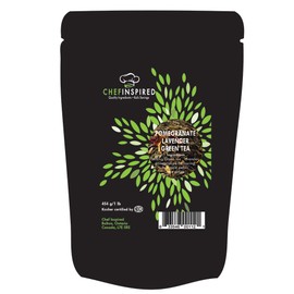 POMEGRANATE LAVENDER GREEN TEA by Chef Inspired, THÉ VERT LAVANDE À LA GRENADE ,1 Pound 454 Grams 200+ Servings