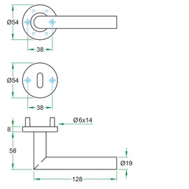 Aperit Door Handle: Stainless Steel Door Handle Pair with PZ Rosettes - Round - Matt - Handle Set for Interior Doors - T-Model - EN1906 Class 3-49.203.01