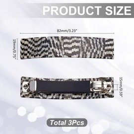 WADORN 3Pcs Hair Barrettes for Women, 3.5 inch Checkered Hair Clip Large Black White Hair Barrettes Vintage French Barrette Clips for Thick Thin Long Short Hair Ladies Hair Accessories