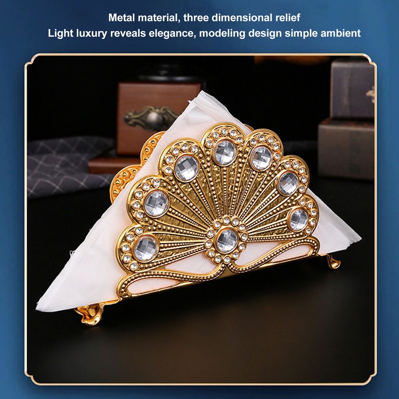 Golden Metal Napkin Holder Exquisite Light Luxury European Style Zinc