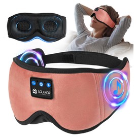 LOVE EYE Bluetooth Sleep Mask, 3D Sleep Mask with Wireless 5.4 Bluetooth Eye Mask for Men, Women Comfortable Eye Mask with Headphones for Sleeping Ultra-Thin Speakers (Pink)