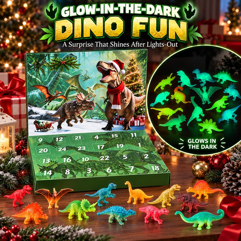 Dinosaur Christmas Countdown Calendar 2026, 24-Day Advent Calendar with 24
