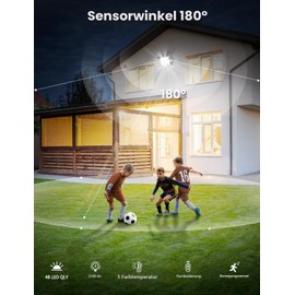LED Spotlight with Motion Sensor Outdoor, 25 W, 3000 K/4000 K/6000 K, Dimmable Outdoor Light with Remote Control, 2100 lm, IP66 Waterproof LED Spotlight, Outdoor Spotlight, Floodlight for Garden, Garage
