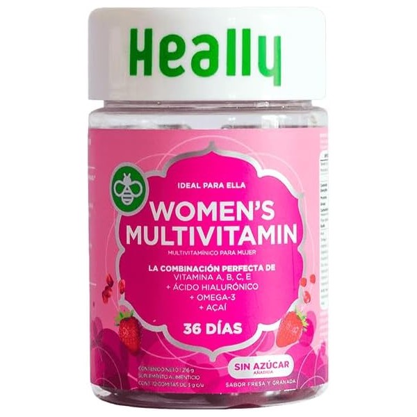Multivitamínico para Mujer, Gomitas, Para Mayor Energía, Sabor Fresa y