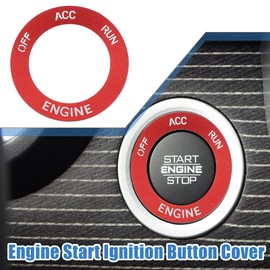 A ABSOPRO Engine Start Stop Ignition Button Cover Decal Interior Trim Sticker for Dodge Challenger Charger 2015-2024 Aluminum Alloy Red