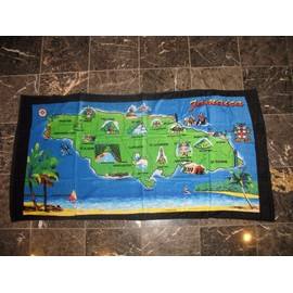Jamaica Jamaican Map 30"x60" Cotton Beach Towel