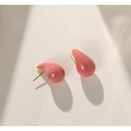 POSUR Teardrop 14K Gold Plated 925 Sterling Silver Post Hoop Earrings for Women | Enamel Colored Waterdrop Dupes Trendy Earrings | Lightweight Hypoallergenic, Small, Yellow Gold, No Gemstone