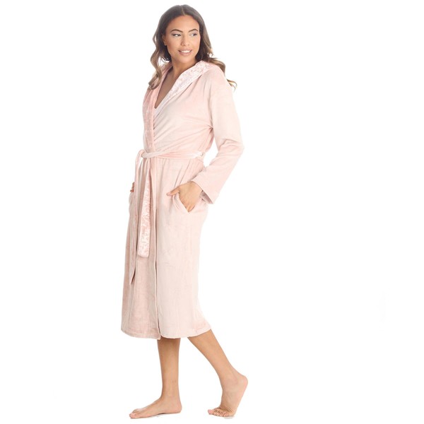 Style It Up Ladies Womens Plush Velour Contast Robe Luxury