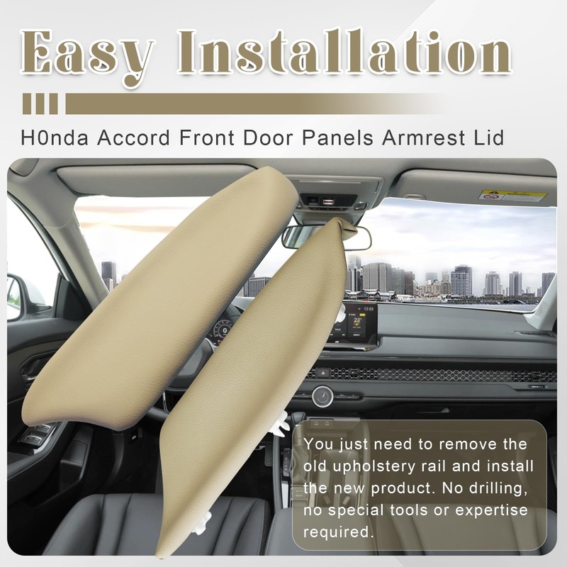1 Pair Beige PU Leather Door Panel Armrest Cover for
