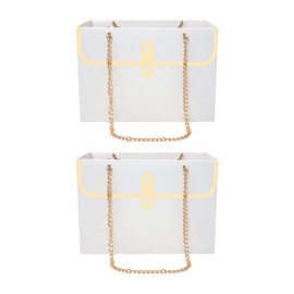 yueton 2PCS Flower Packaging Bag Gifting Handle Bags Chain Flower Paper Gift Box Bouquet Storage Bucket for Valentine's Day Thanksgiving Birthday Gift Mother's Day Gift Packaging Bag