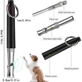 Qiifaiikooii 2 Pcs Dog Whistle,Dog Whistle to Stop Barking Neighbors Dog,Adjustable Ultrasonic Silent Dog Training Whistles(Black，White)