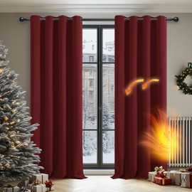 Deconovo Deconovo Home Decorative Red Blackout Curtains Thermal Insulated Eyelet Curtains Ring Top Curtains for Girls Bedroom Red 42 x 63 Inch 2 Panels