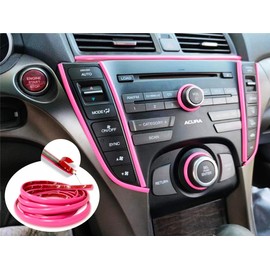 25FT Hot Pink Car Exterior and Interior Molding Trim Universal Dashboard Bumper Window Door Body Side Decorative DIY Flexible Strip (Width: 1/4inch (6mm))