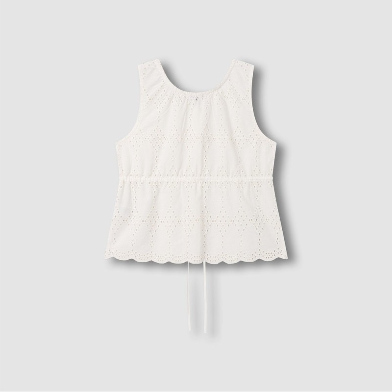 JAJU [JAJU] Girls Eyelet Sleeveless Blouse_Ivory