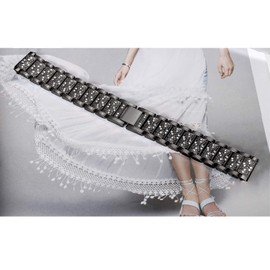 Compatible with Fossil Julianna Bands, YOUkei Stainless Steel Metal Replacement Straps for Fossil Women's Gen 5 Julianna/Fossil Julianna HR (Diamond-Black)