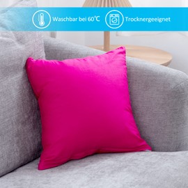 ATsense Set of 2 cushion covers, 50 x 50 cm, 100% cotton, pink pillowcase with zip, super soft cushion cover, Oeko-Tex certified, suitable for allergy sufferers