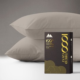 MAYFAIR LINEN 100% Egyptian Cotton Pillow Cases King - 1000 Thread Count Pillow Cases King Size Set of 2, Soft Cooling & Breathable Extra Long Staple Sateen Weave Cotton Pillow Covers for Bed - Taupe