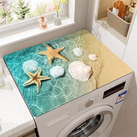 Morbuy Washing Machine Cushion, Non-Slip, 50 x 60 cm, Starfish, Sandy Beach Shells, Washing Machine Cover, Absorbent Washing Machines and Dryer Cushion (Starfish, 50 x 60 cm)