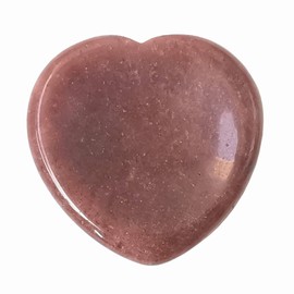 Bacatgem Natural Strawberry Quartz Heart Chakra Thumb Worry Stone,Hand Carved Healing Crystal Shaped Stone for Anxiety Stress Relief Meditation