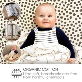 Bloomsbury Mill - Pack of 3 x Large Soft Muslin Swaddles - Pram & Nursing Cover - 100% Pure Organic Cotton Muslin In Gifting Ribbon - 120cm x 120cm - Stars, Chevrons & Polka Dots - Grey & White