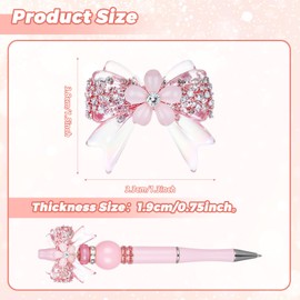 GEEHUA 6Pcs Rhinestone Bows Beads, Bling Bowknot Beads Bow Ribbon Rhinestone Bead for Beadable Pens DIY Jewelry Keychain Making