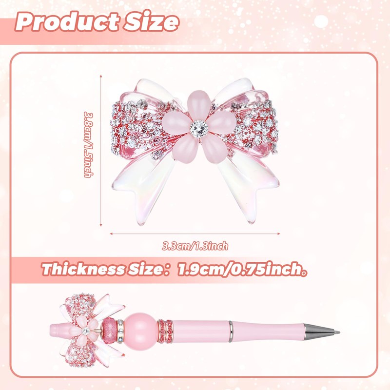 GEEHUA 6Pcs Rhinestone Bows Beads, Bling Bowknot Beads Bow Ribbon