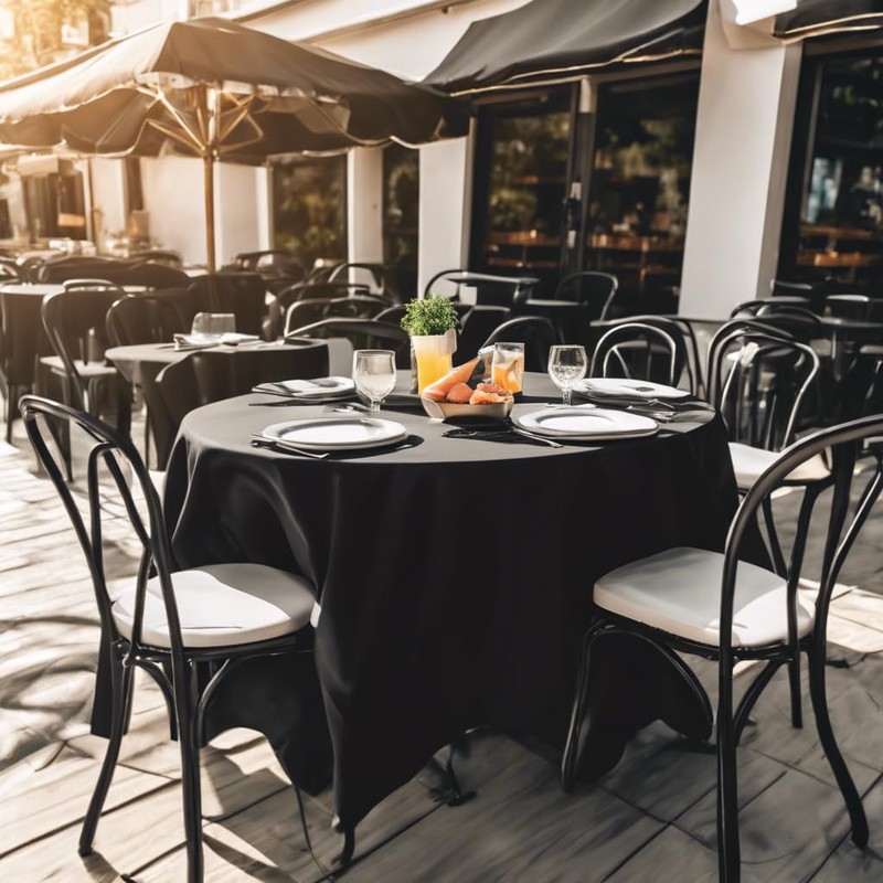 RUISIBO Round Table Cloths 60 Inch Black Tablecloth Party Outdoor