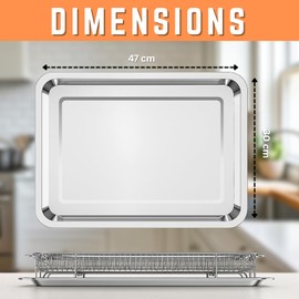 UR CHOICE Air Fryer Basket for Oven – XL 18.5" x 11.8" Stainless Steel Crisper Tray with 360° Hot Air Flow & Drip Pan – Nonstick, Dishwasher Safe Oven Air Fryer Rack for Baking, Roasting & Broiling