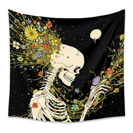 Lichi Skeleton Tapestry Wall Art Wall Decor Dorm Wall Decor for Living Room Bedroom Skull Tapestries - 73x95cm