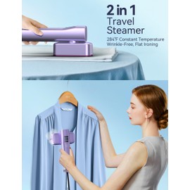 Steamer for Clothes,Sundu Portable 2-in-1 Travel Steamer&Iron,15s Fast Heat-up,100ml Water Tank,Ironing Gloves,25 Min Powerful Continuous Steam,1200W&4 Modes Light Steam Iron for Travel&Home(Purple)