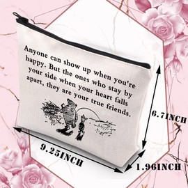 PLITI Best Friend Makeup Bag for Women Friendship Travel Toiletry Bag for Women Friends Bestie Sister Daughter Birthday Gift(Anyone Show upU)