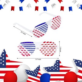 KARMOGSO 3 Pcs Patriotic Party Favors Set,American Flag Sunglasses,Beaded Necklaces, Patriotic Flag,4th of July Decorations for Independence Day Celebration, Patriotic Parade