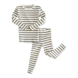 AVAUMA Baby Boys Girls Pajama Set 6M-7T Kids Cute Toddler Snug fit Pjs Cotton Sleepwear (Stripe_Brown Medium)
