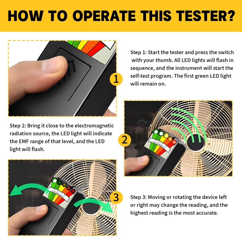 EMF Meter with 5 LED Indicator, Magnetic Field Detector for