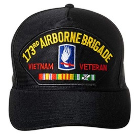 United States Vietnam Veteran 173rd Airborne Brigade Emblem Patch Hat Black Baseball Cap