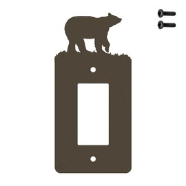 Bear Single Gang Light Switch, GFCI Power Outlet, Wall Plate (Single Rocker (GFCI), Brown) - MADE IN USA