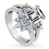 BERRICLE Sterling Silver 3-Stone Wedding Engagement Rings 2.6 Carat Emerald