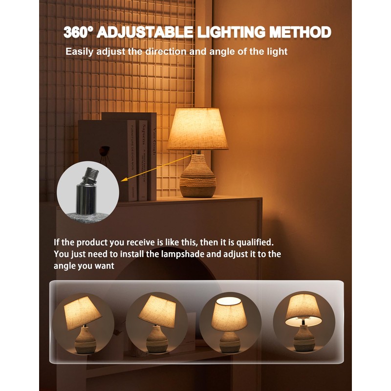 UMEXUS 10” Small Ceramic Cordless Table Lamp with Timer, Dimmer,
