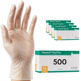Viawant® Vinyl Pro Disposable Vinyl Gloves Very Touch Sensitive - Sturdy, Powder-free & Latex Free - Tear-Resistant Rubber Gloves (500, XS)