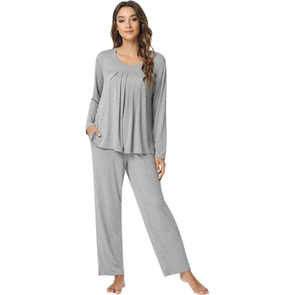 NACHILA Pajamas for Women-Viscose Made from Bamboo,Long Sleeve Pajama Sets
