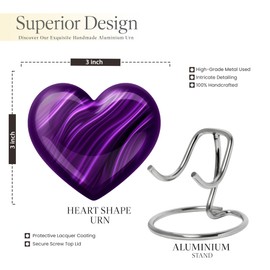 YATHABHISA Cremation Urn Heart Shaped, Heart Urns for Human Ashes, Keepsake Decorative for Burial & Funeral Adult Remains, Best Memorial Gift for Men & Women, Small, 3 Inch