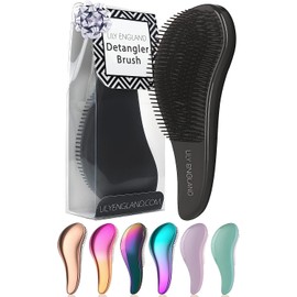 Hair Brush without Pulling, The Perfect Brush for Curls, Thick, Thin, Long, Short or Straight Hair, Detangling Brush for Women and Children in Elegant Black, Lily England