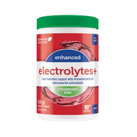 Genuine Health Enhanced Electrolytes, 20 servings, 94g tub, Electrolytes + Vitamin D3 and Zinc, Supports optimal workout performance and fast muscle recovery, Strawberry Kiwi flavor, Vegan